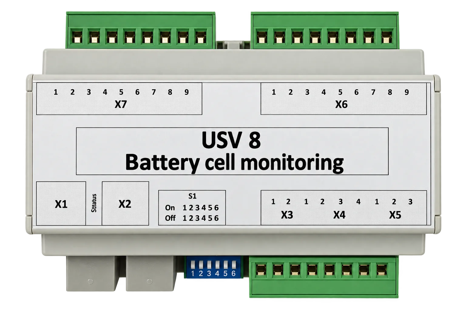 USV08 Batterie-Einzelzellenüberwachung in Frontansicht